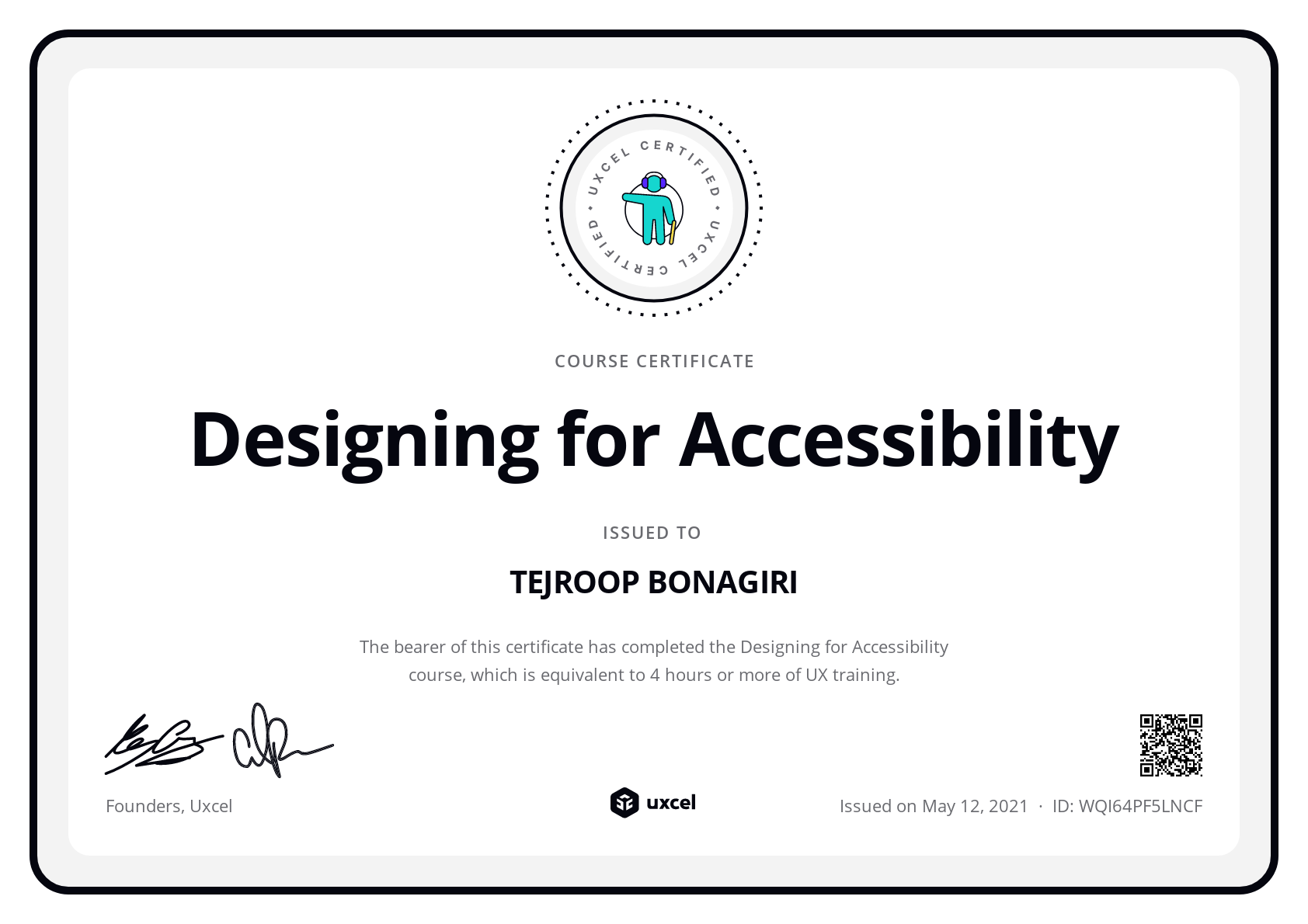 TEJROOP BONAGIRI's certificate